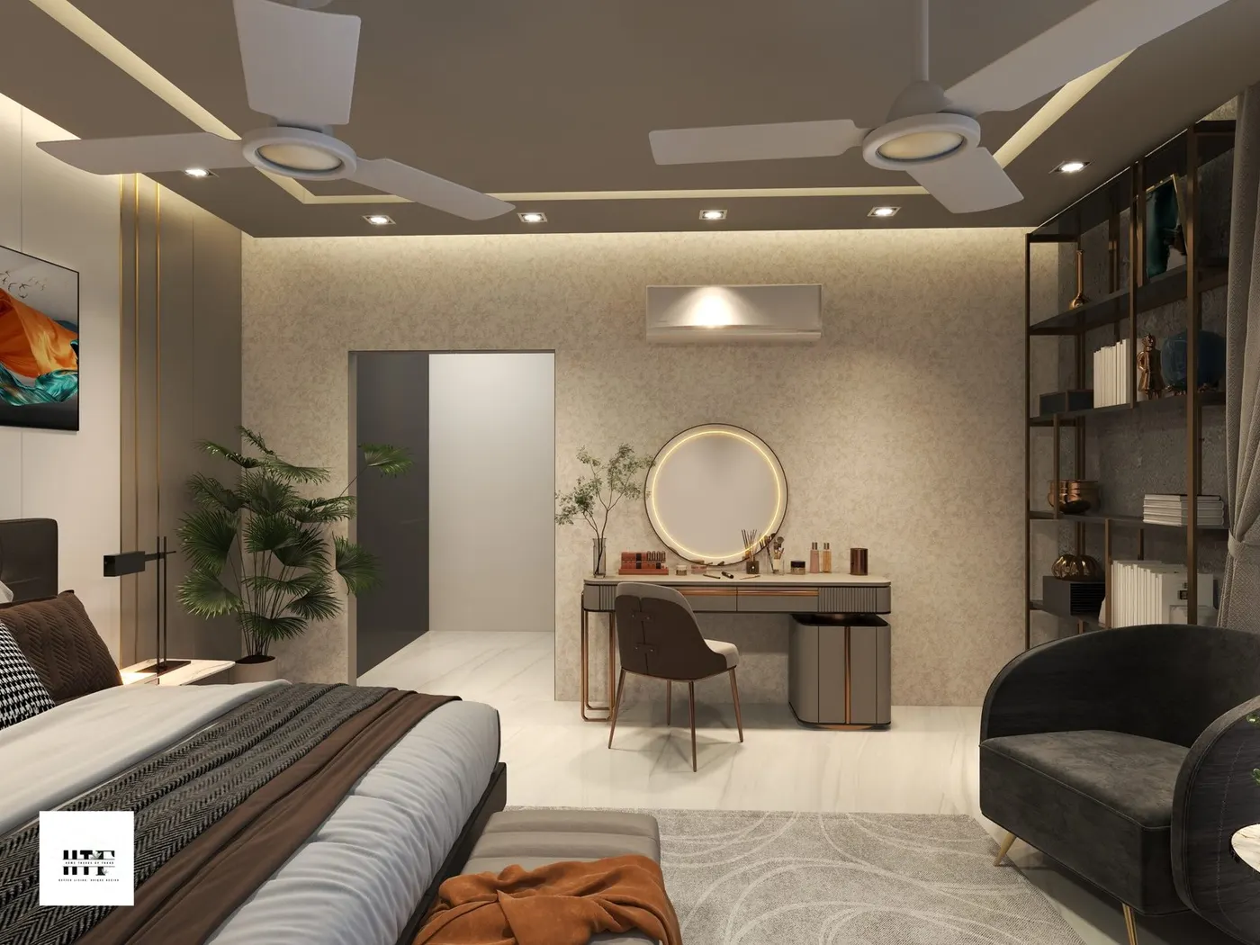Bedroom with dressing table designed by HTF